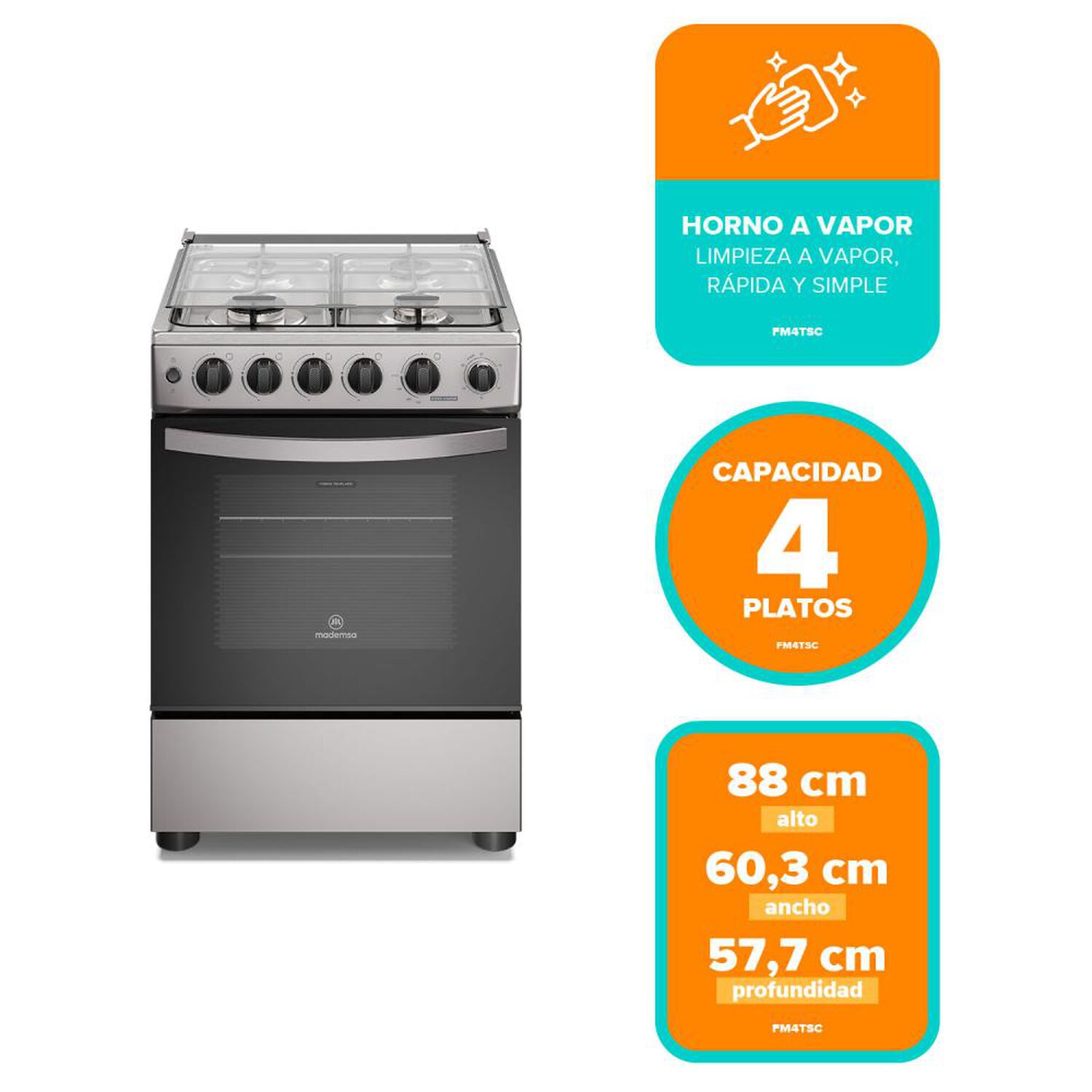 Cocina A Gas Mademsa Fm4tsc 4 Quemadores image number 6.0